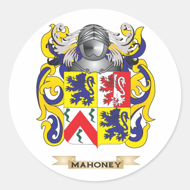 Adesivo Redondo Mahoney Casaco de Braços (Family Crest) (Frente)