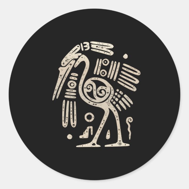 Adesivo Redondo Maia, índio, Crane, Abstrato B (Frente)