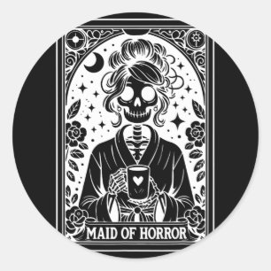 Adesivo Redondo Maid De Horror Tarot Card Noiva Coven Gótico Bache