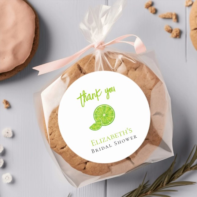 Adesivo Redondo Main Squeeze Green Lime Bridal Shower Thanks (Criador carregado)