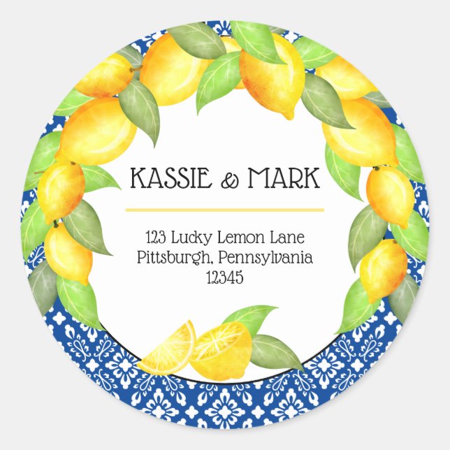 Adesivo Redondo Main Squeze Lemons - Endereço de devolução italian (Frente)