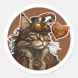 Adesivo Redondo Maine Coon Cat