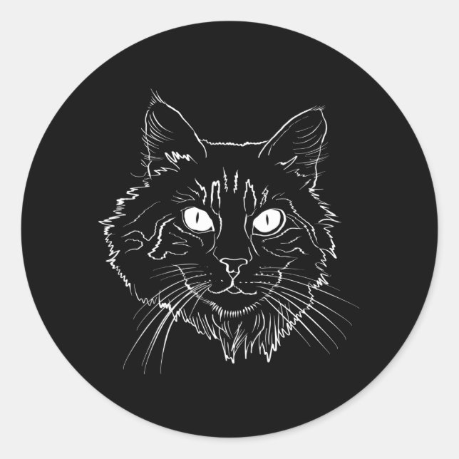 Adesivo Redondo Maine Coon Cat Line Art (Frente)