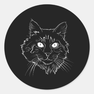 Adesivo Redondo Maine Coon Cat Line Art