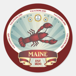 Adesivo Redondo Maine Lobster Crest