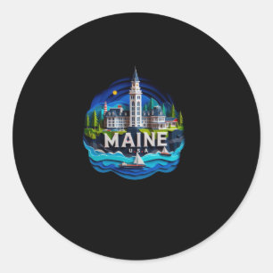 Adesivo Redondo Maine State In Usa Sticker
