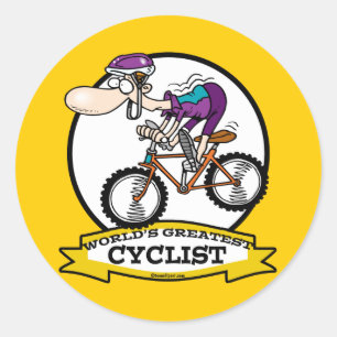 ADESIVO REDONDO MAIOR CARTÃO DE HOMENS CICLISTA DO MUNDO