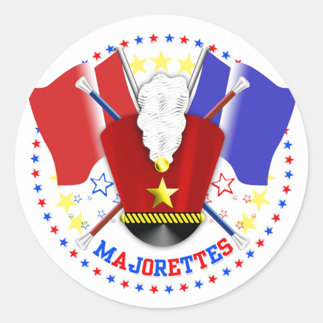 Adesivo Redondo Maiorette's Marching, Red Whit e Blue, Stickers (Frente)