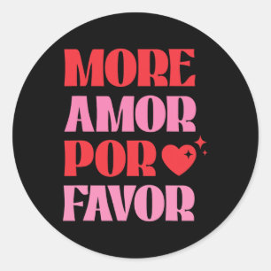 Adesivo Redondo Mais Amor Por Favor, Retro Love Namorados Aestétic