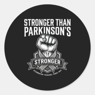 Adesivo Redondo Mais forte do que a consciência de parkinson punho