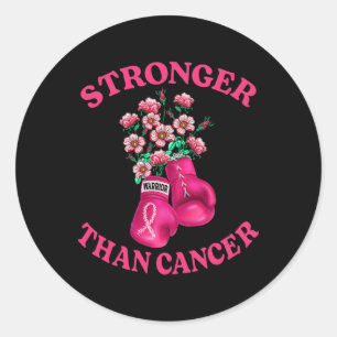 Adesivo Redondo Mais Forte Do Que O Cancer Boxing Luvas Fita Rosa