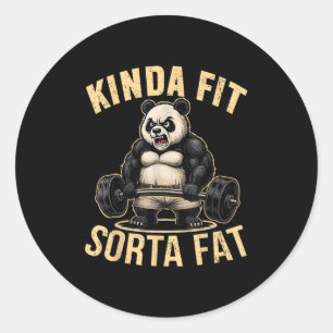 Adesivo Redondo Mais ou Menos em Forma Meio Gordo - Panda de Acade