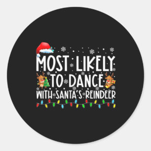 Adesivo Redondo Mais propensa a dançar com a família de renas de P