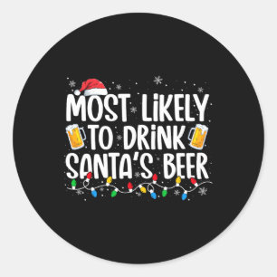 Adesivo Redondo Mais Propenso a Beber a Cerveja do Papai Noel Dive