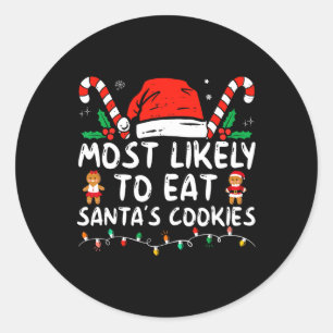 Adesivo Redondo Mais Propenso a Comer os Biscoitos do Papai Noel F