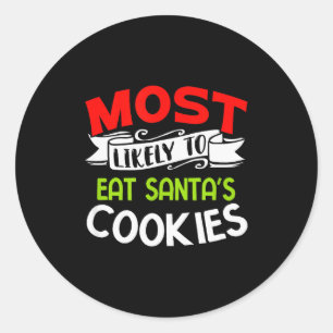 Adesivo Redondo Mais Propenso a Comer os Biscoitos do Papai Noel F