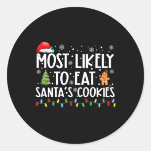 Adesivo Redondo Mais Propenso a Comer os Biscoitos do Papai Noel N