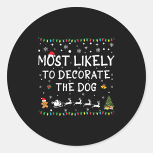 Adesivo Redondo Mais Propenso a Decorar o Cão Engraçado Família Ch