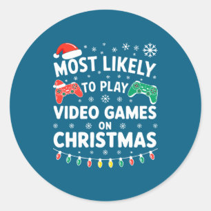 Adesivo Redondo Mais Propenso a Jogar Video Games na Camisa de Nat
