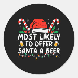 Adesivo Redondo Mais Propenso a Oferecer Cerveja ao Papai Noel Div