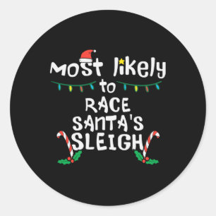 Adesivo Redondo Mais Prováveis Papais noeis De Corrida Que Dormem 