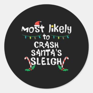 Adesivo Redondo Mais Provável Crash Santas Sleigh Natal Fam