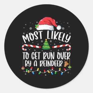 Adesivo Redondo Mais Provável De Ser Apanhado Por Uma Reindeer Chr