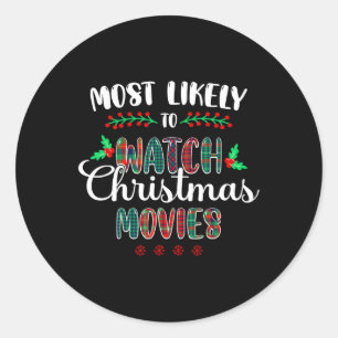 Adesivo Redondo Mais Provável Para Assistir Filmes De Natal Engraç