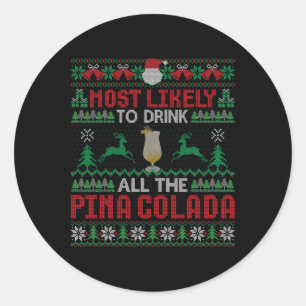 Adesivo Redondo Mais Provável Para Beber Todo O Cocktail Pina Cola