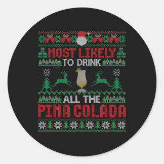 Adesivo Redondo Mais Provável Para Beber Todo O Cocktail Pina Cola