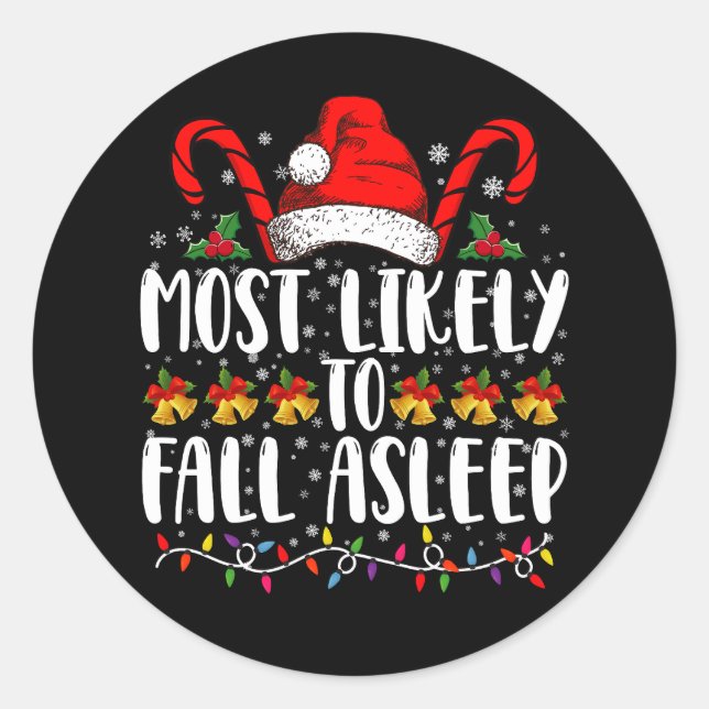 Adesivo Redondo Mais Provável Para Cair No Sono De Natal (Frente)