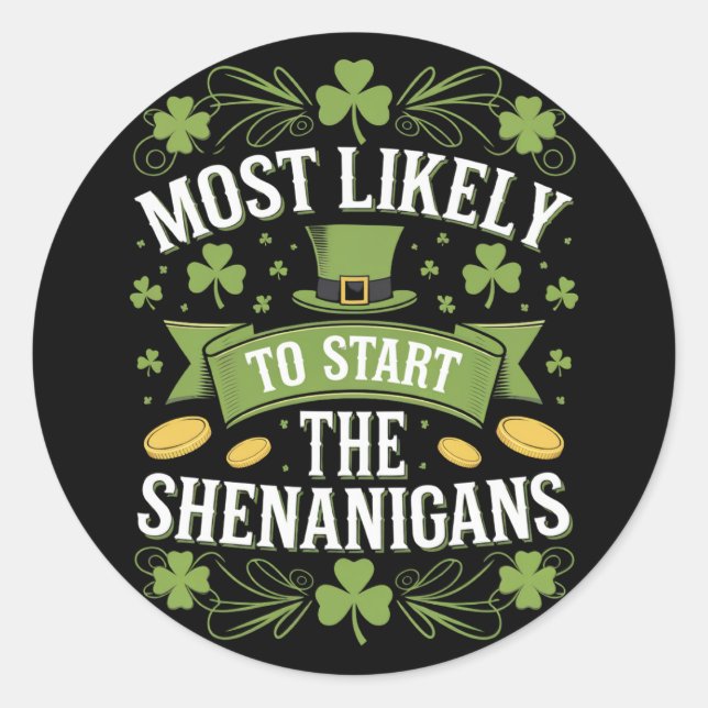 Adesivo Redondo Mais Provável Para Começar As Parques De Shenaniga (Frente)