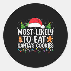 Adesivo Redondo Mais Provável Para Comer A Família De Natal Santas