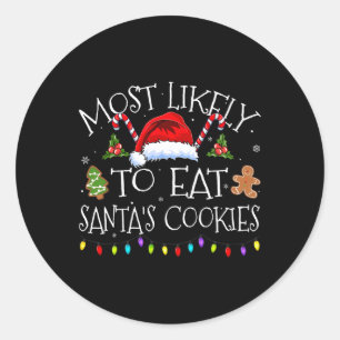 Adesivo Redondo Mais Provável Para Comer Biscoitos Santas Engraçad
