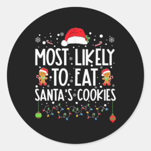 Adesivo Redondo Mais Provável Para Comer Cookies De Papai noel