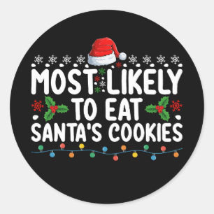 Adesivo Redondo Mais Provável Para Comer Cookies De Papai noel