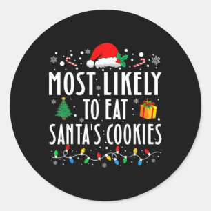 Adesivo Redondo Mais Provável Para Comer Cookies De Papai noel Cor