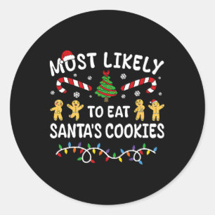 Adesivo Redondo Mais Provável Para Comer Famílias De Natal De Cook