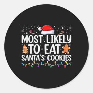 Adesivo Redondo Mais Provável Para Comer Famílias De Natal De Cook