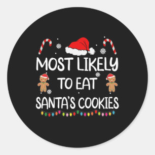 Adesivo Redondo Mais Provável Para Comer O Natal Da Família Santas