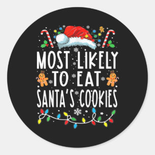 Adesivo Redondo Mais Provável Para Comer O Natal Da Família Santas