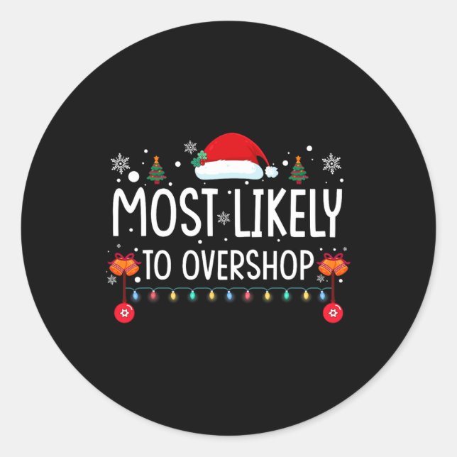 Adesivo Redondo Mais Provável Para Comprar O Natal Familiar (Frente)
