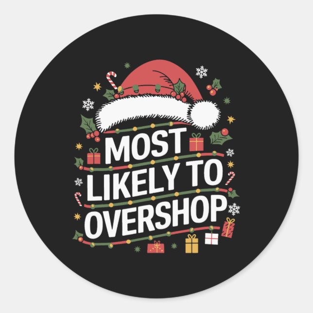 Adesivo Redondo Mais Provável Para Comprar O Natal Familiar (Frente)