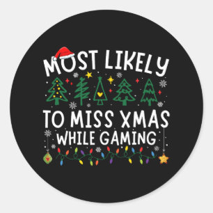 Adesivo Redondo Mais Provável Para Mentir Xmas Enquanto Os Jogos C