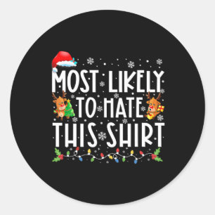 Adesivo Redondo Mais Provável Para Odiar Este Pijama De Natal Fami