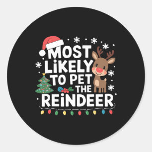 Adesivo Redondo Mais Provável Para Pet The Reindeer Family Christm