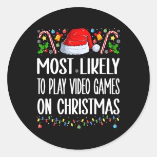 Adesivo Redondo Mais Provável Para Tocar Videos games No Natal Eng
