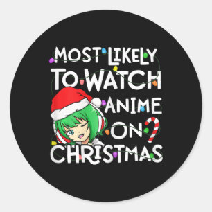 Adesivo Redondo Mais Provável Para Ver Animes No Chapéu De Natal