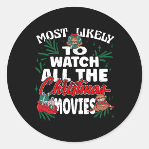 Adesivo Redondo Mais Provável Para Ver Todos Os Filmes De Natal Fa