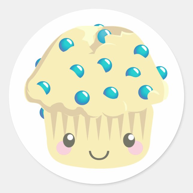 Adesivo Redondo Mais Rostos Kawaii Muffin (Frente)
